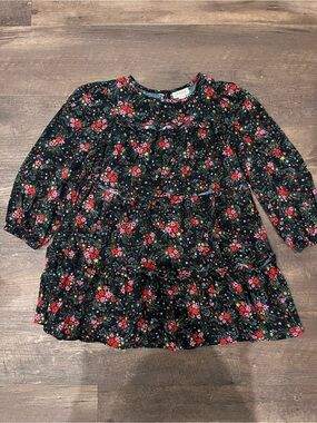 Cat & Jack Black Floral Dress with Pink and Red Flowers
